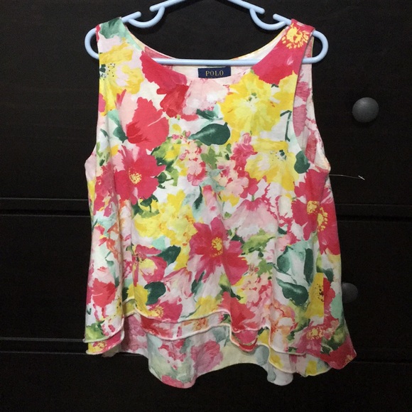 POLO Ralph Lauren Floral Hi-Lo Top - Picture 2 of 5